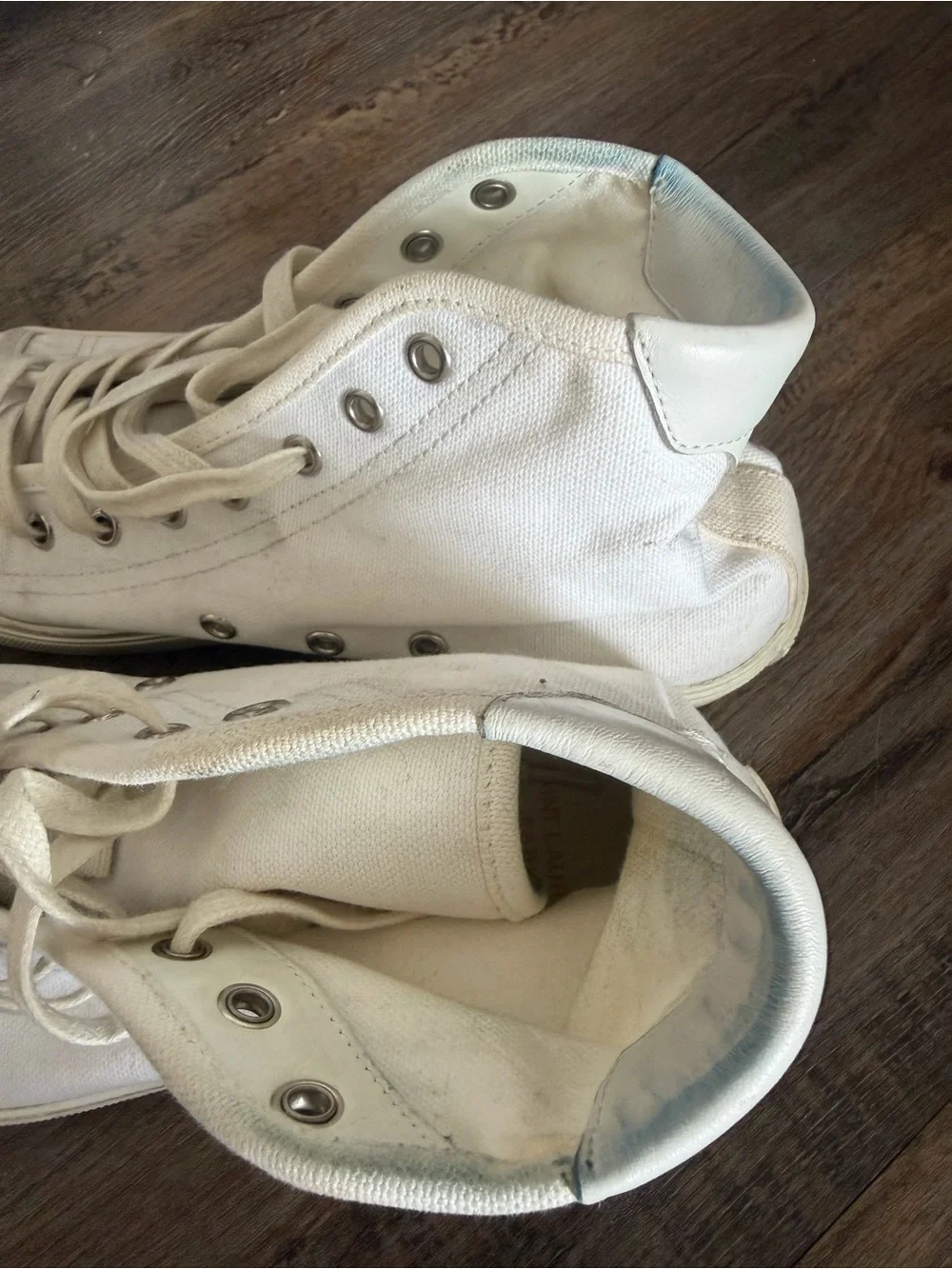 Saint Laurent White Canvas High-Top Sneakers - Picture 4 of 7